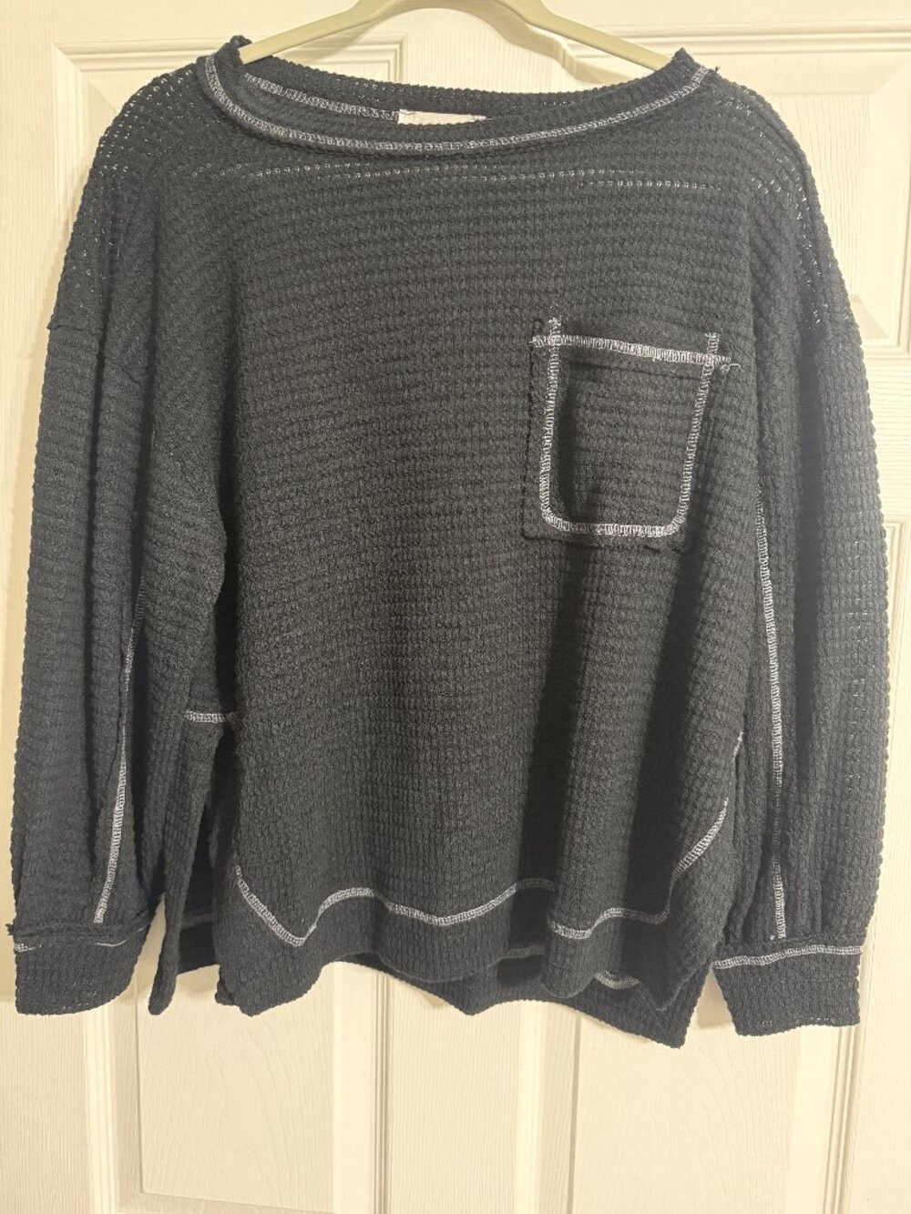 Zenana Women's Slub Knit Long-Sleeve Top Black - L/XL - Picture 2 of 4
